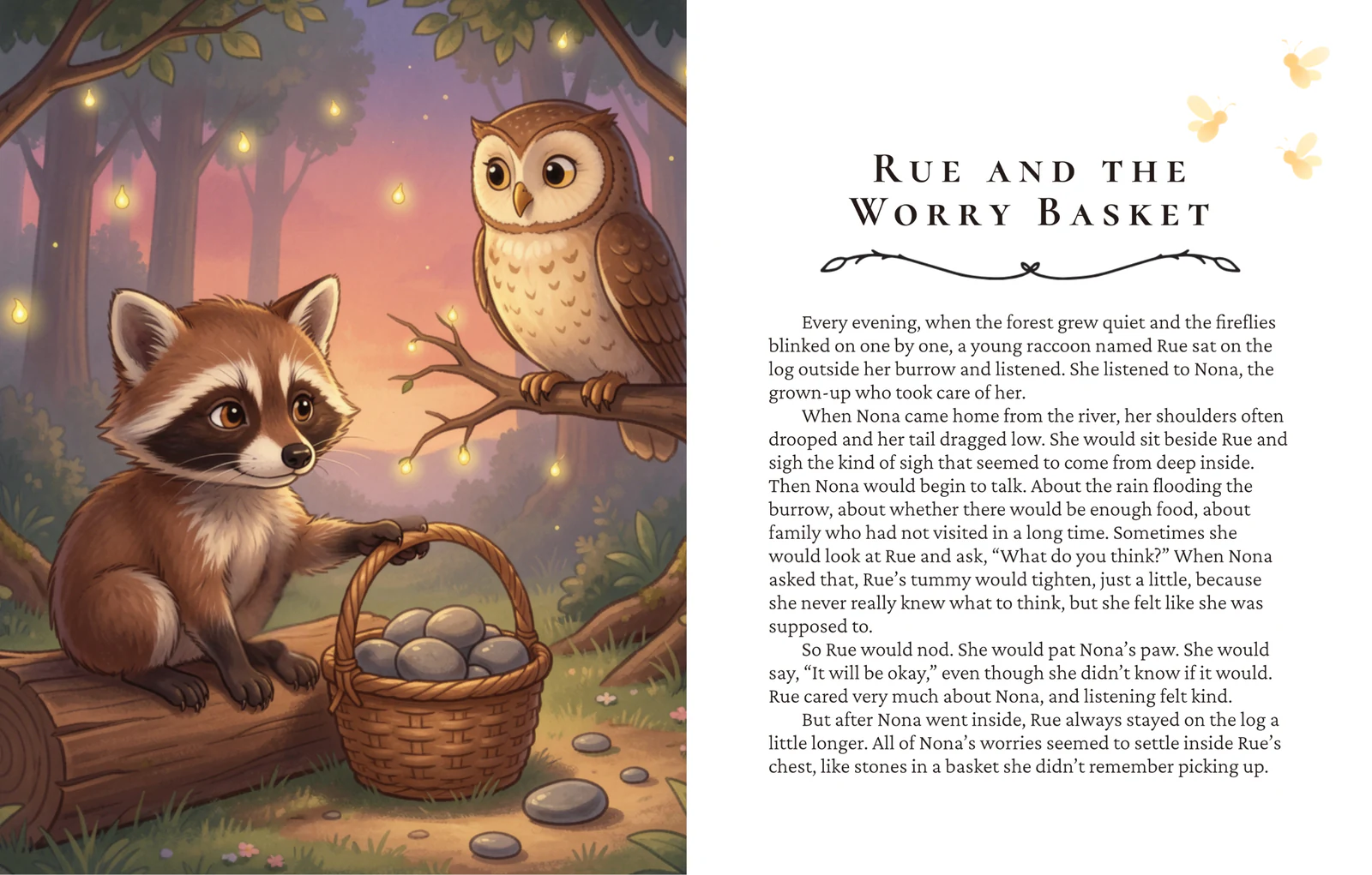 Opening spread from Rue and the Worry Basket